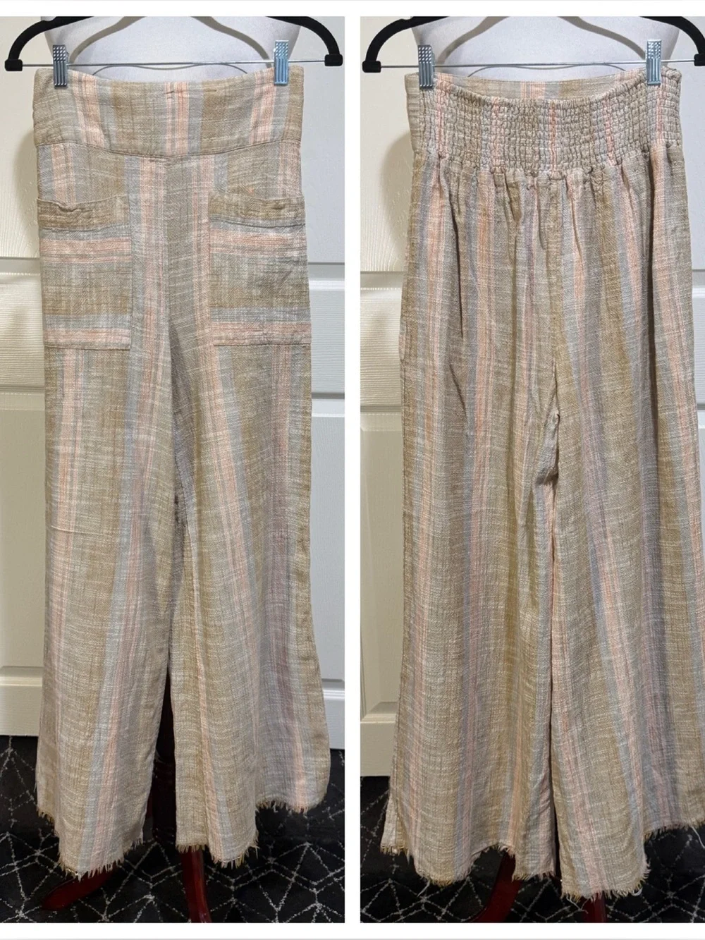 Free People Moonlight Pull On Wide Leg Linen Blend Pants